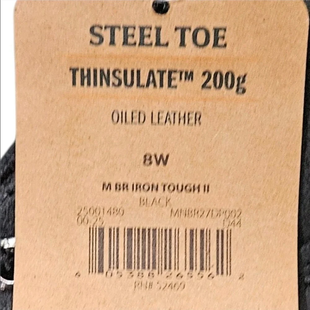 Brahma Iron Tough II Mens Steel Toe Work Boots‎ 8 W Wide Black Leather Outdoor